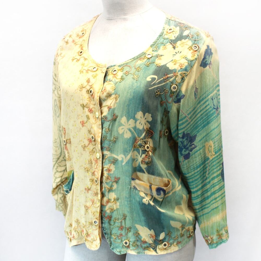 Tienda Ho Women's Floral 100% Viscose Button Down Shirt Top Blouse One Size